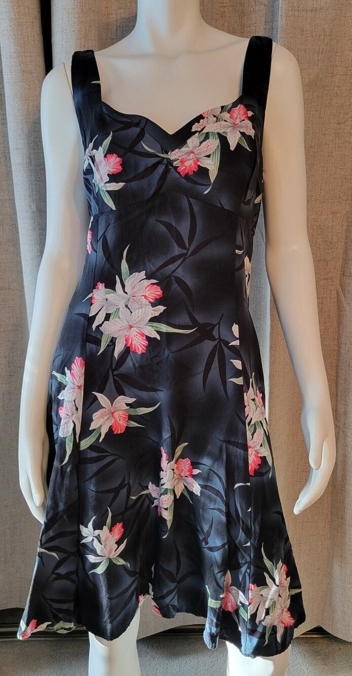 Two Palms Midnight Orchid Empire Princess Sleeveless Flare Dress Hawaii USA XL